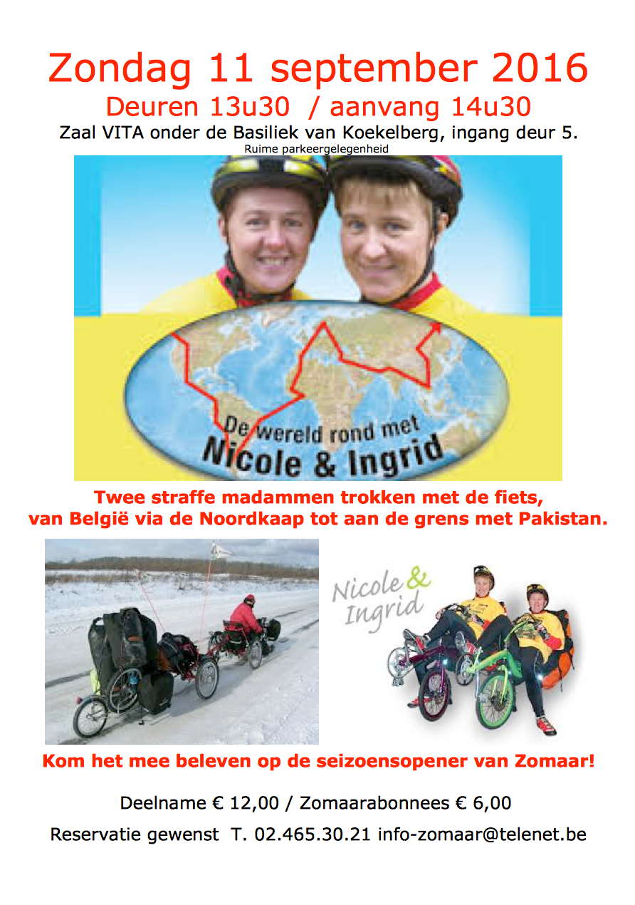 Affiche. Zomaar. Van België via de Noordkaap tot de grens met Pakistan. 2016-09-11